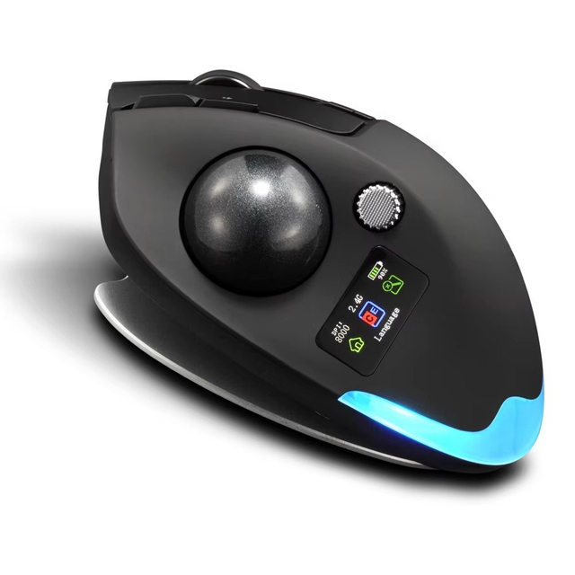 Trackball Mouse Tri-mode Wireless Custom 8 Programmable Mice with Display Screen and Multifunctional Buttons