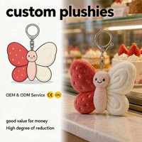 Pendentif en peluche OEM Papillon ailé fraise, Breloque en peluche thème fruit