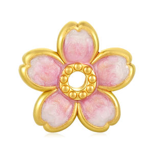 Bracelet en forme de bouton de fleur de cerisier en or dur 24 carats en émail - Product Image 1