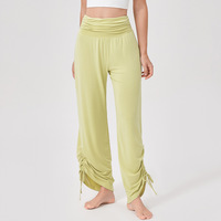 Leggings de yoga taille haute pour femmes avec taille élastique, imprimés, doux, respirants, plissés, à jambes larges pour l'exercice et la danse