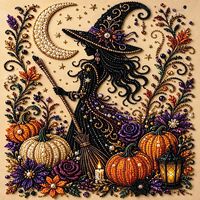 Kit de Peinture Diamant DIY Halloween Noël, Peinture Acrylique Perle, Style Nordique, Ensemble Artisanat Fait Main pour Décoration Murale Maison, Cadeau