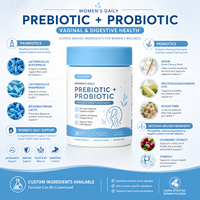 Capsules prébiotiques et probiotiques pour femmes, marque privée OEM, 20 milliards d'UFC, véganes, pour le confort digestif et le soutien immunitaire, complément alimentaire
