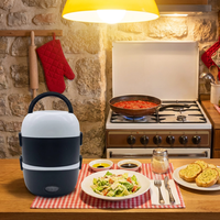 Boîte à lunch chauffante électrique portable 5 en 1, simple couche 1,2 L, double couche 2 L, récipient alimentaire bento en acier inoxydable KL03008