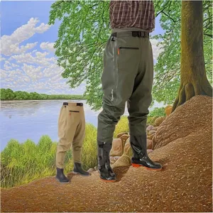 Cuissardes de pêche unisexes en PVC pour l'extérieur avec bottes, semelle intermédiaire rigide en fibre de verre, fermeture à boucle, imperméables et respirantes - Product Image 6