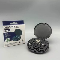 Nuevo Kit de Cables Multifuncional Portátil Mini de 60 Vatios, Caja de Almacenamiento, Carga Rápida de 60 W, Juego de Cables de Datos USB Tipo C 6 en 1