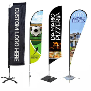 Small MOQ Outdoor Flying Banner Promotion Custom Printed Advertising Feather Teardrop Flag Bali Bow Beach Flag With Cross Base