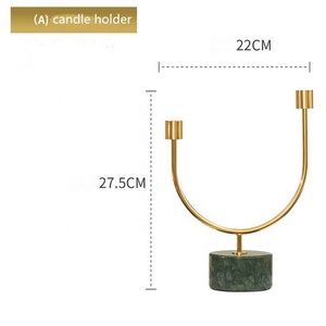 Portacandele di Lusso in Metallo Dorato con Base in Marmo, Accessorio Romantico per Decorazione Casa <span class=keywords><strong>e</strong></span> Tavola - Product Image 6