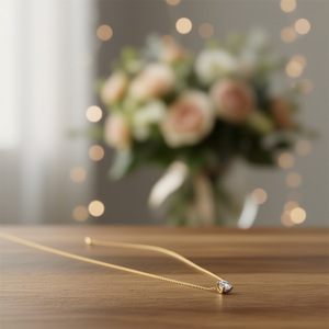 Collana con Ciondolo Angelina in Acciaio Inossidabile Placcato Oro con Zirconia Cubica Rotonda, Gioiello Minimalista per Uso Quotidiano, Regalo Unisex - Product Image 5