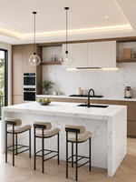 Grande dalle de marbre artificiel blanc poli, motif ventre de poisson élégant, moderne, durable, personnalisable pour villas, halls d'hôtels et usines