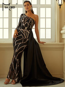 <span class=keywords><strong>Missord</strong></span> Contraste Sequin Une Épaule Ourlet Sirène Robe Formelle Avec Jupe Robes De Soirée À Une Main - Product Image 5