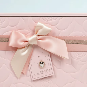 Free Design Luxury Embossed <b>Pink</b> Ribbon Bowknot Wedding <b>Gift</b> Paper Box Packaging With Lids - Product Image 2