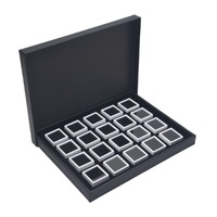Plateau de présentation de bijoux en verre carré avec couvercle en plastique, boîte à pierres précieuses, boîte à pierres précieuses Lsh015, stockage d'échantillons, fabriqué en Chine