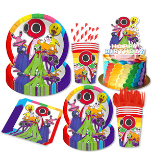 Décorations de fête d'anniversaire pour enfants, jeu Rainbow Friends, vaisselle jetable, gobelets, assiettes, serviettes, ballons, fournitures pour baby shower - Product Image 3