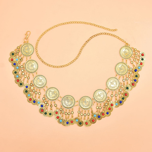 Ethnic Multicolor <b>Beaded</b> Coin <b>Waist</b> Chain Vintage Alloy Body Jewelry Boho Belly Dance Belt <b>Waist</b> Cincher Accessory - Product Image 5