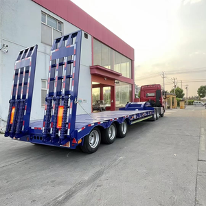 Remolques bajos de la cama del semi camión Lowbed de 3 ejes 50 toneladas para los equipos resistentes en venta - Product Image 2