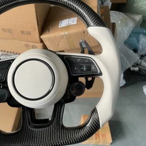 Avec bouton de démarrage <span class=keywords><strong>S</strong></span>-<span class=keywords><strong>Line</strong></span> Demi-volant en cuir de carbone pour <span class=keywords><strong>Audi</strong></span> Q8 SQ8 A3 A4 B9 A5 B8 A6 C7 A7 S3 S4 RS3 RS5 RS7 RS6 C8 - Product Image 4