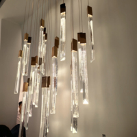 Lustre LED moderne de luxe 3000K blanc chaud en cristal long Design postmoderne en verre de Murano pour salon salle à manger escalier