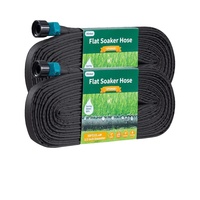 Hlinker 2025 tuyau de trempage plat 100ft bricolage système d'irrigation de jardin étanche double couche conception trous de tuyau d'eau 50ft 1 paquet de tuyau