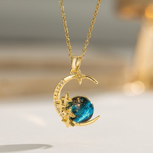 Collar de Acero Inoxidable con Luna y Estrella, Hipoalergénico, Chapado en Oro de 18k, con Colgante de Circonia para Mujer, Gran Venta - Product Image 5