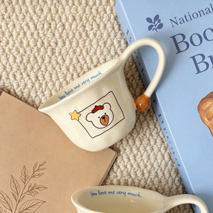 Taza de Cerámica Estilo Crema con Diseño de Osito de Dibujos Animados, <span class=keywords><strong>Linda</strong></span> y Relajante, Sin Tapa, para Oficina y Hogar - Product Image 4