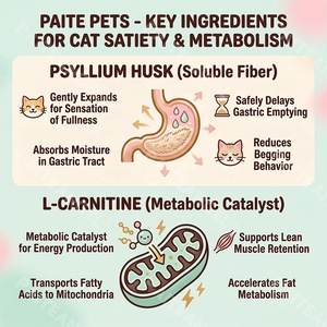 Suplemento para el Metabolismo Felino 60g, Polvo para el Control de Peso en Gatos, L-Carnitina, Suplemento Alimenticio para la Saciedad y el Metabolismo, Marca Privada - Product Image 2
