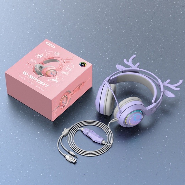 Wired Headphones Cat Ear G25 Cute Cat Ear Luminous Wired Gaming Headphones With Microphone