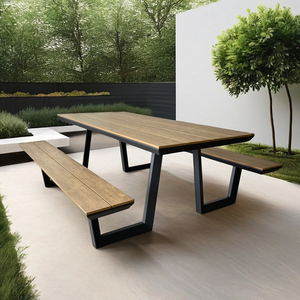 <span class=keywords><strong>Table</strong></span> de jardin d'extérieur avec bancs intégrés Ensemble de meubles de pique-nique Banc en <span class=keywords><strong>imitation</strong></span> <span class=keywords><strong>bois</strong></span> avec <span class=keywords><strong>table</strong></span> Marron Anthracite 180cm - Product Image 6