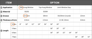 Fabrik preis Aluminium fenster 4-bar-Reibstrebenscharniere Edelstahl-Fenster reibungs strebe für Flügel fenster - Product Image 6
