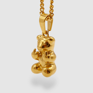 Pingente de urso vintage personalizado, pingente punk hip hop joia masculina de urso de aço inoxidável colar de 18k jóias banhadas a ouro - Product Image 3