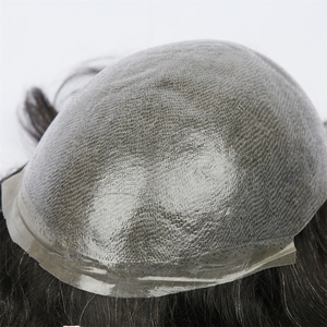 LUFA toupet a v-<span class=keywords><strong>loop</strong></span> e annodato e iniettato della base della pelle per gli uomini toupet per i capelli umani dell'uomo - Product Image 3