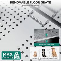 Station de bain professionnelle pour chiens en acier inoxydable 304 écologique 50L pour animaux de compagnie de grande et petite taille avec escalier gauche au sol