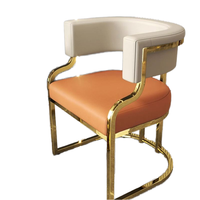 Fauteuil d'appoint de luxe léger en cuir avec structure métallique pour salle à manger, salon de beauté, hôtel et usage de loisirs