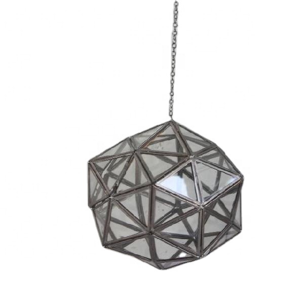 High Quality Brass & Glass Geometric Pendent Lamp in Antique Brass Finish Ball Style Home Decorative Living Room Hanging Lights