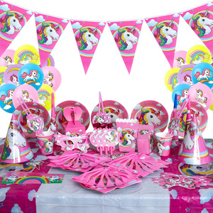 Kit de Vajilla Desechable de 91 Piezas con Tema de Unicornio Rosa para Decoración de Fiestas de Cumpleaños - Product Image 1
