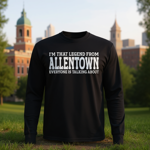 T-shirt a maniche lunghe Allentown Hometown Pennsylvania City Roots nera con scollo rotondo - Product Image 3