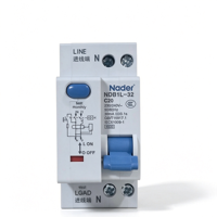 Disjoncteur différentiel original Nader NDB1L-32 UL RCCB 1P+N 6A-32A Courbe C AC240V pour l'industrie, les bâtiments civils