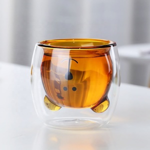 <span class=keywords><strong>Cute</strong></span> Bear <span class=keywords><strong>Tea</strong></span> Coffee Cup Vidro de Parede Dupla Canecas Suco Leite Copo Engraçado 250ml para Presentes de Aniversário Dia Dos Namorados - Product Image 4