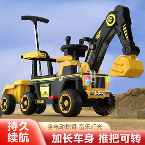 Jouet électrique pour enfant, excavatrice à conduire, véhicule de construction avec godet et volant - Product Image 5