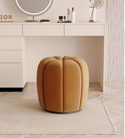 Tabouret de maquillage blanc rond avec rangement, pouf de salon rond