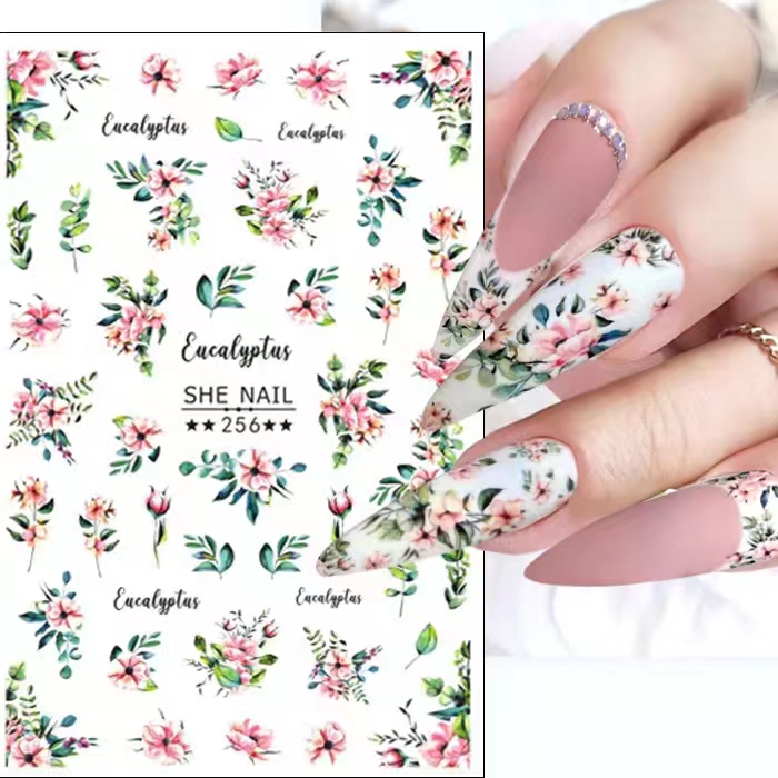 Retro Ancient Rose Flower Sticker Wraps Otros suministros para uñas 3D Floral Blossoms Nail Art Tips Korean Floral Nail Foil