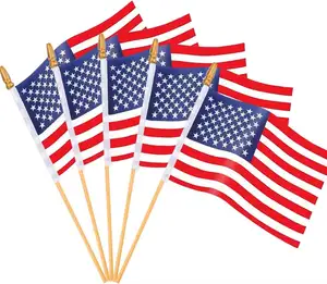 4x6 inci bendera Amerika kecil pada tongkat memegang bendera Amerika Mini cocok untuk Hari Kemerdekaan Amerika Serikat
