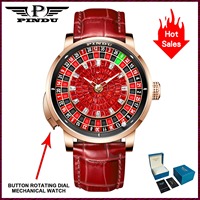 Jam Tangan Pria PINDU 6628 Desain Baru Mekanik Eropa Tombol Putar Permainan Roulette Rusia Dial Berlian nh35A