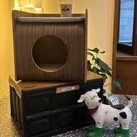 Nid pour chat et table à thé combinés en bois massif |   Lit pour animaux de compagnie amovible et lavable pour chats et chiens |   Mini table basse pour la maison