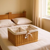 Panier de rangement en osier fait main, panier de rangement de bureau en saule et rotin, bac de rangement pour articles divers de cuisine