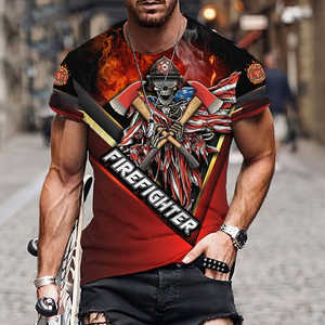 Santo pompiere personalizzato progettato t-shirt da uomo all'ingrosso in poliestere girocollo traspirante abbigliamento per il tempo libero estivo comodo t-shirt - Product Image 4