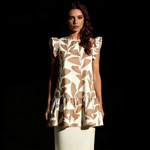 Vestido Personalizado para Mujer, Estampado Floral Dulce, Estilo Casual de Verano, con Volantes, Manga Corta, Corte Trapecio, Línea A, Hasta la Rodilla, Ecológico - Product Image 2