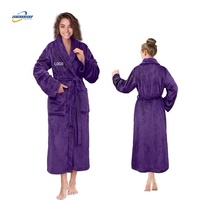 Peignoirs longs en polaire à capuche en peluche Winter Star Hotel Pyjamas Woen Sleepwear Robe de bain de couleur unie