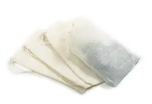 Bolsa de tecido da embalagem personalizada, pequena cordão, algodão, musselina, sacos de chá orgânicos
