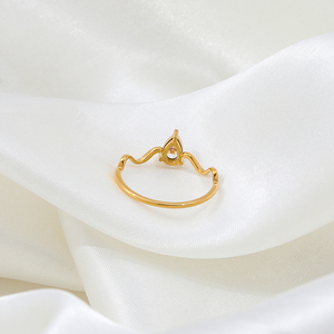 Gioielli Joolim Anelli per Donne in Acciaio Inossidabile Placcato Oro 18K con Zirconia a Goccia e Linee Ondulate Lucide - Product Image 2