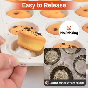 MUYULINS Factory Beige 24-Cup LFGB Non-Stick BPA-Free Metal Reinforced <b>Frame</b> <b>Mini</b> Silicone Cake Cup Muffin Baking Mold - Product Image 3